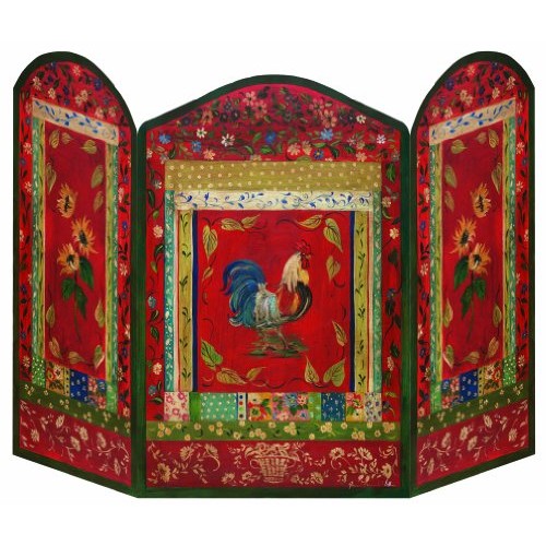 Stupell Home Décor Red Rooster 3-Panel Decorative Fireplace Screen  44 x 0.5 x 31  Proudly Made in USA - B003RXCL4A